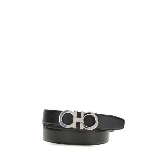 Ferragamo Black Leather Regular Men's Belt